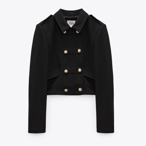 Zara Metal Button Cropped Jacket - Picture 2 of 10